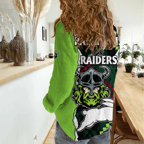 NRL Combine Rabbitohs and Raiders Women Casual Shirt Sporty Style LT9