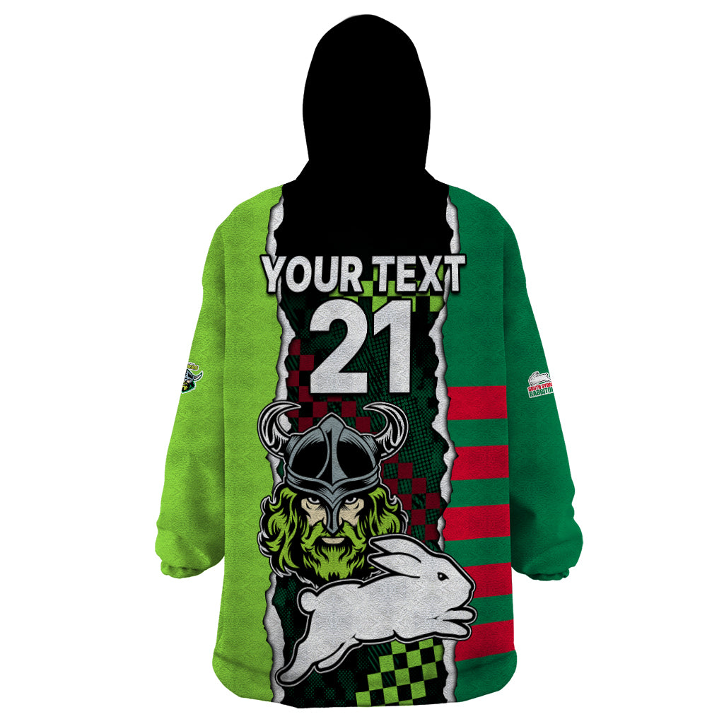 custom-text-and-number-nrl-combine-rabbitohs-and-raiders-wearable-blanket-hoodie-sporty-style