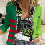 (Custom Text And Number) NRL Combine Rabbitohs and Raiders Women Casual Shirt Sporty Style LT9