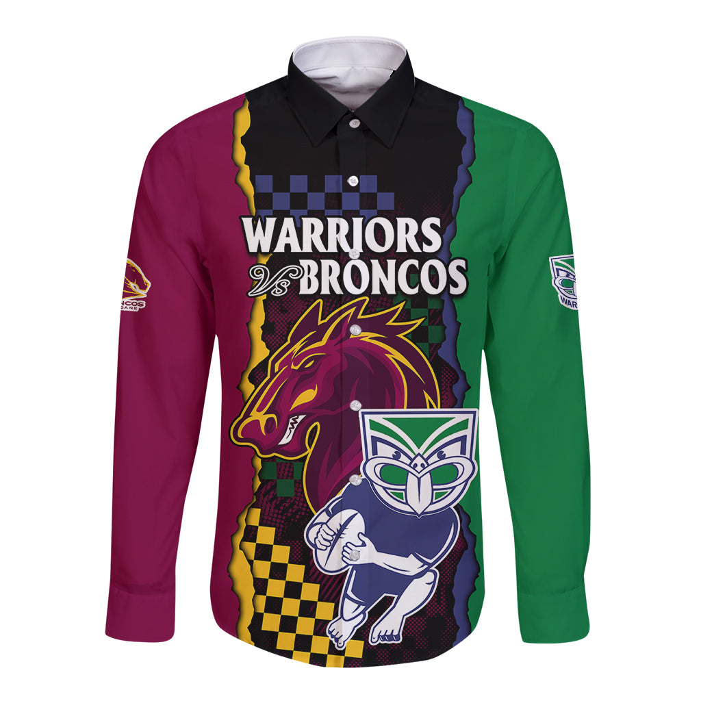 custom-text-and-number-nrl-combine-warriors-and-broncos-long-sleeve-button-shirt-sporty-style