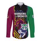 custom-text-and-number-nrl-combine-warriors-and-broncos-long-sleeve-button-shirt-sporty-style