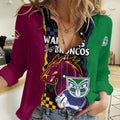 (Custom Text And Number) NRL Combine Warriors and Broncos Women Casual Shirt Sporty Style LT9