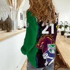 (Custom Text And Number) NRL Combine Warriors and Broncos Women Casual Shirt Sporty Style LT9