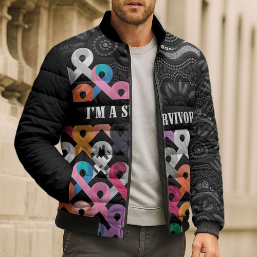 Australia Cancer Survivor Personalised Bomber Puffer Jacket I’m A Survivor All Cancer
