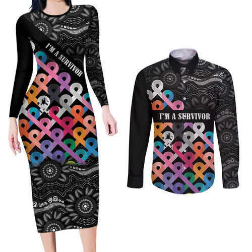 Australia Cancer Survivor Personalised Couples Matching Long Sleeve Bodycon Dress and Long Sleeve Button Shirt I’m A Survivor All Cancer