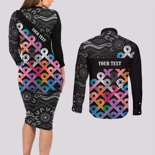Australia Cancer Survivor Personalised Couples Matching Long Sleeve Bodycon Dress and Long Sleeve Button Shirt I’m A Survivor All Cancer