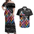 Australia Cancer Survivor Personalised Couples Matching Off Shoulder Maxi Dress and Hawaiian Shirt I’m A Survivor All Cancer