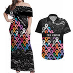 Australia Cancer Survivor Personalised Couples Matching Off Shoulder Maxi Dress and Hawaiian Shirt I’m A Survivor All Cancer
