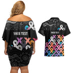 Australia Cancer Survivor Personalised Couples Matching Off Shoulder Short Dress and Hawaiian Shirt I’m A Survivor All Cancer