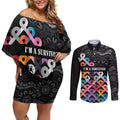 Australia Cancer Survivor Personalised Couples Matching Off Shoulder Short Dress and Long Sleeve Button Shirt I’m A Survivor All Cancer