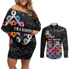 Australia Cancer Survivor Personalised Couples Matching Off Shoulder Short Dress and Long Sleeve Button Shirt I’m A Survivor All Cancer
