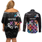 Australia Cancer Survivor Personalised Couples Matching Off Shoulder Short Dress and Long Sleeve Button Shirt I’m A Survivor All Cancer