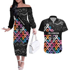 Australia Cancer Survivor Personalised Couples Matching Off The Shoulder Long Sleeve Dress and Hawaiian Shirt I’m A Survivor All Cancer