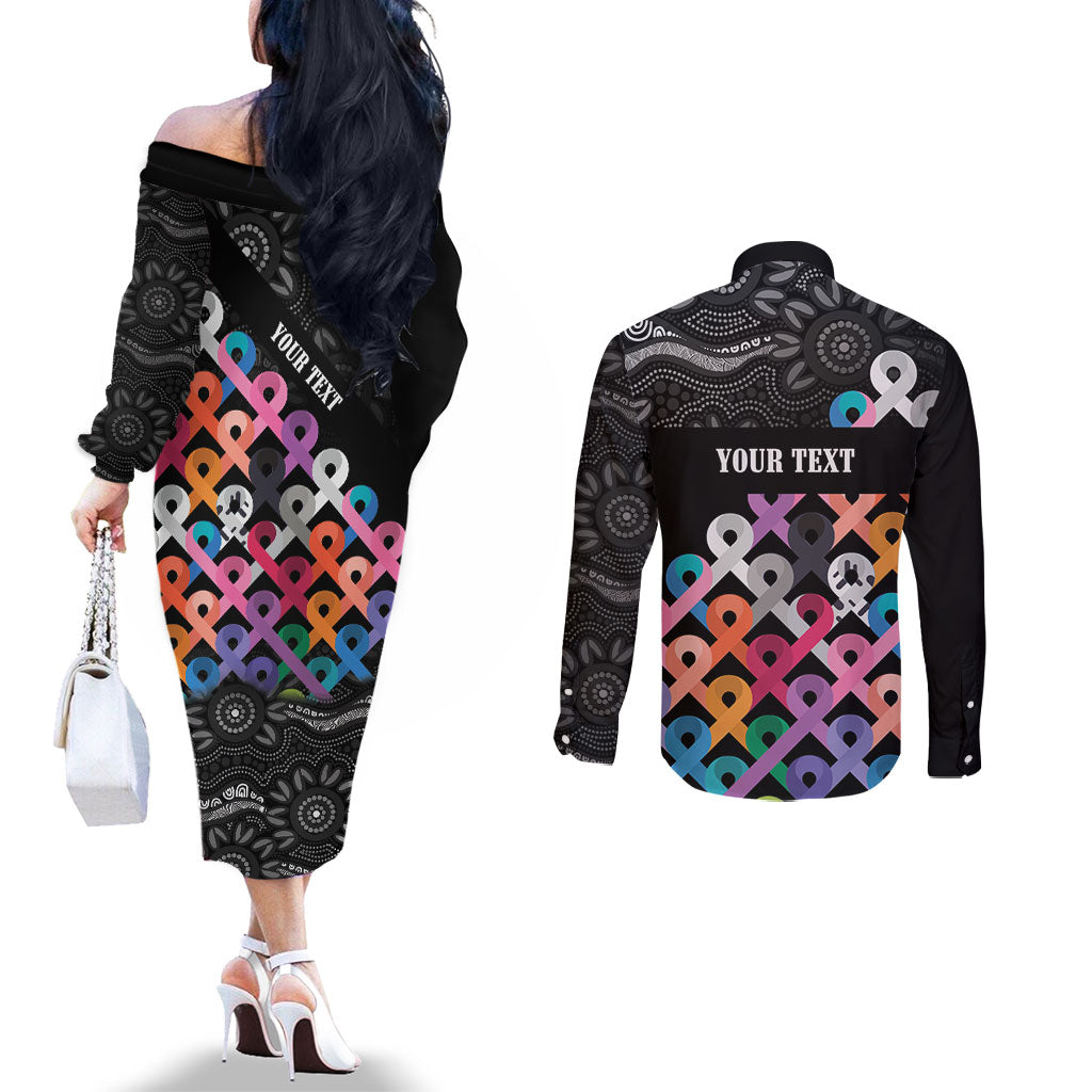 Australia Cancer Survivor Personalised Couples Matching Off The Shoulder Long Sleeve Dress and Long Sleeve Button Shirt I’m A Survivor All Cancer
