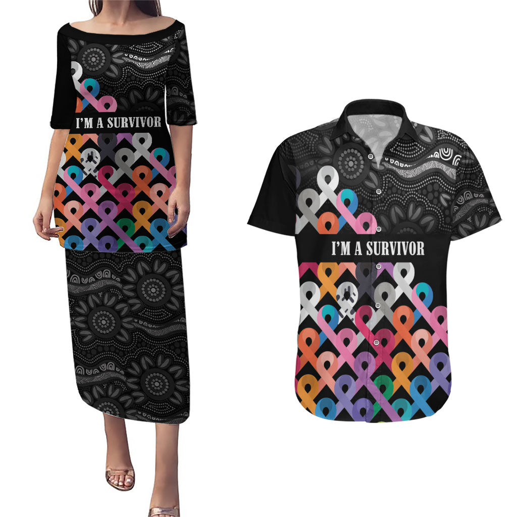 Australia Cancer Survivor Personalised Couples Matching Puletasi and Hawaiian Shirt I’m A Survivor All Cancer