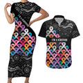 Australia Cancer Survivor Personalised Couples Matching Short Sleeve Bodycon Dress and Hawaiian Shirt I’m A Survivor All Cancer