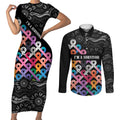Australia Cancer Survivor Personalised Couples Matching Short Sleeve Bodycon Dress and Long Sleeve Button Shirt I’m A Survivor All Cancer