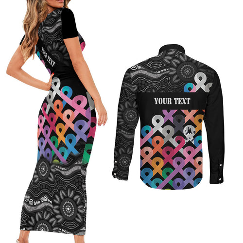 Australia Cancer Survivor Personalised Couples Matching Short Sleeve Bodycon Dress and Long Sleeve Button Shirt I’m A Survivor All Cancer
