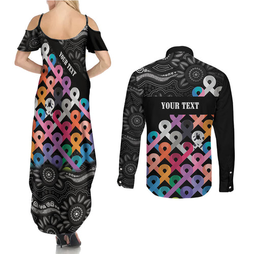 Australia Cancer Survivor Personalised Couples Matching Summer Maxi Dress and Long Sleeve Button Shirt I’m A Survivor All Cancer