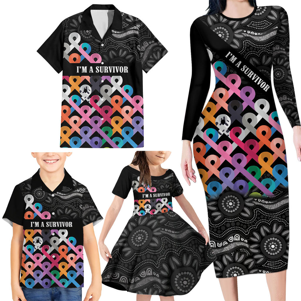 Australia Cancer Survivor Personalised Family Matching Long Sleeve Bodycon Dress and Hawaiian Shirt I’m A Survivor All Cancer