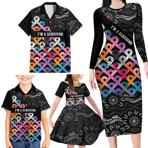 Australia Cancer Survivor Personalised Family Matching Long Sleeve Bodycon Dress and Hawaiian Shirt I’m A Survivor All Cancer