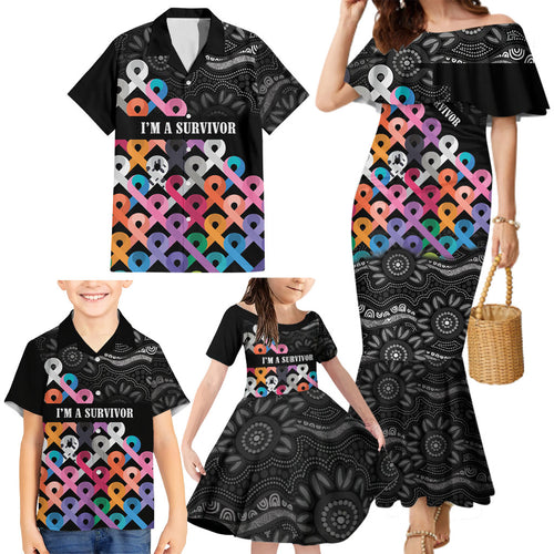 Australia Cancer Survivor Personalised Family Matching Mermaid Dress and Hawaiian Shirt I’m A Survivor All Cancer
