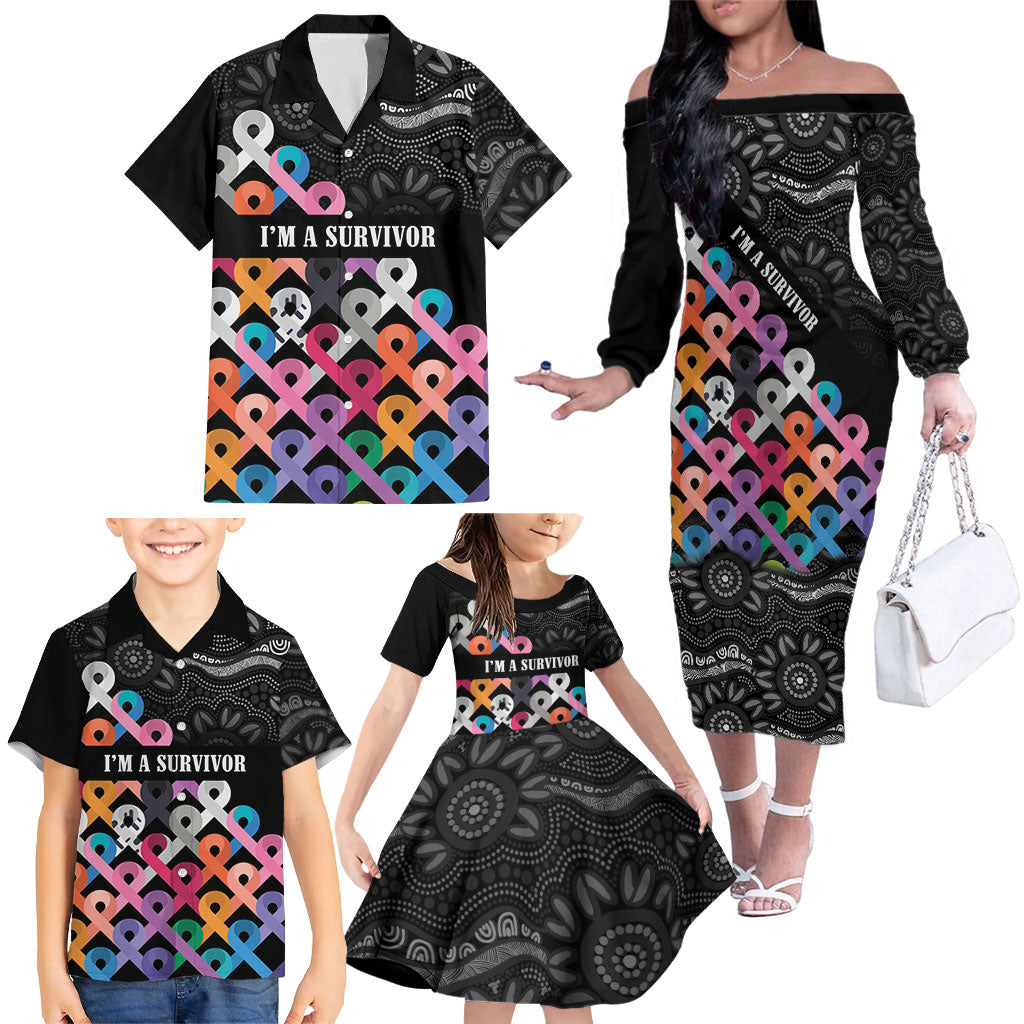 Australia Cancer Survivor Personalised Family Matching Off The Shoulder Long Sleeve Dress and Hawaiian Shirt I’m A Survivor All Cancer