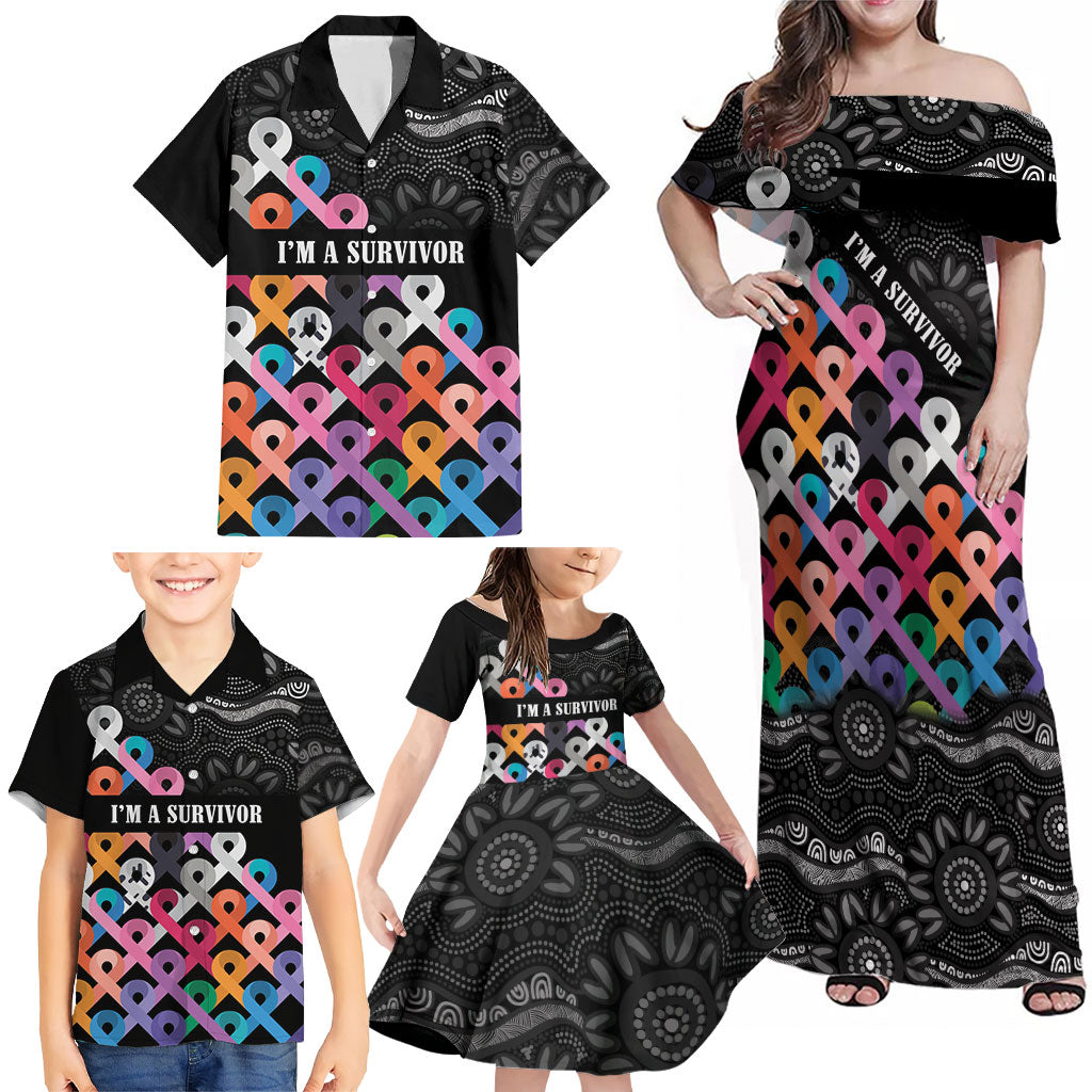 Australia Cancer Survivor Personalised Family Matching Off Shoulder Maxi Dress and Hawaiian Shirt I’m A Survivor All Cancer