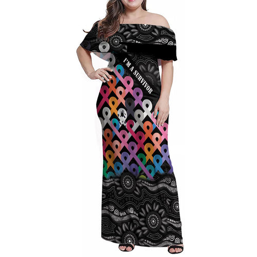 Australia Cancer Survivor Personalised Family Matching Off Shoulder Maxi Dress and Hawaiian Shirt I’m A Survivor All Cancer
