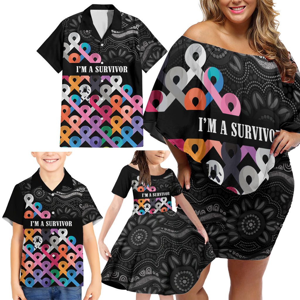 Australia Cancer Survivor Personalised Family Matching Off Shoulder Short Dress and Hawaiian Shirt I’m A Survivor All Cancer