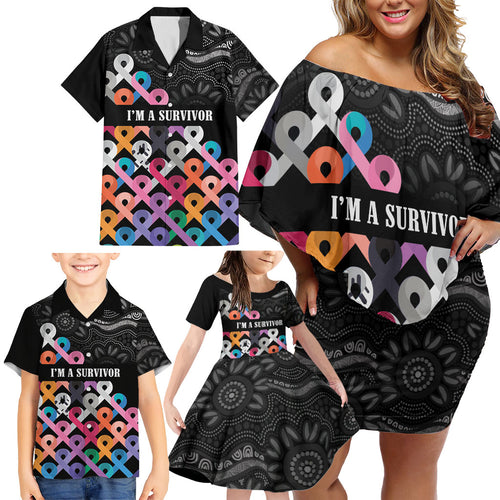 Australia Cancer Survivor Personalised Family Matching Off Shoulder Short Dress and Hawaiian Shirt I’m A Survivor All Cancer