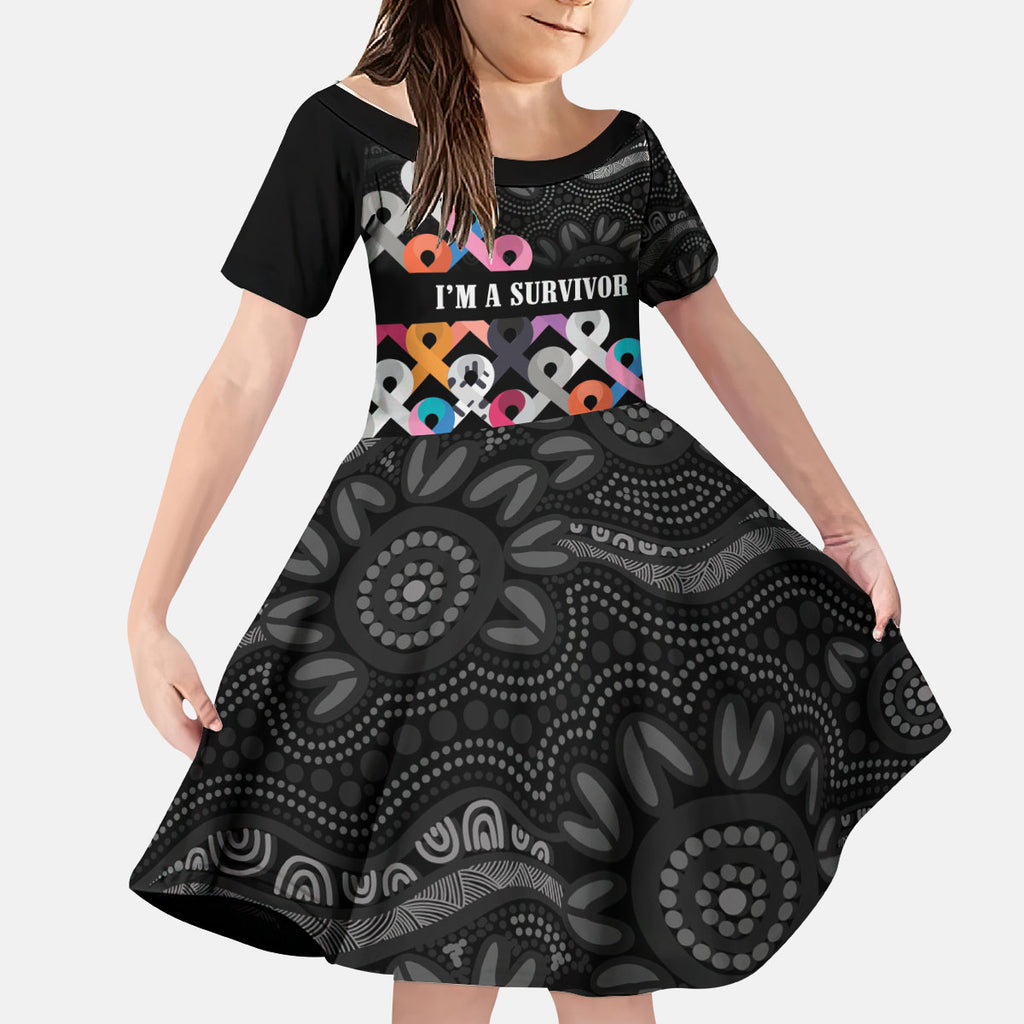 Australia Cancer Survivor Personalised Kid Short Sleeve Dress I’m A Survivor All Cancer