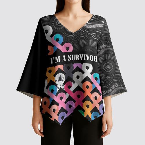 Australia Cancer Survivor Personalised Kimono Sleeve Blouse I’m A Survivor All Cancer