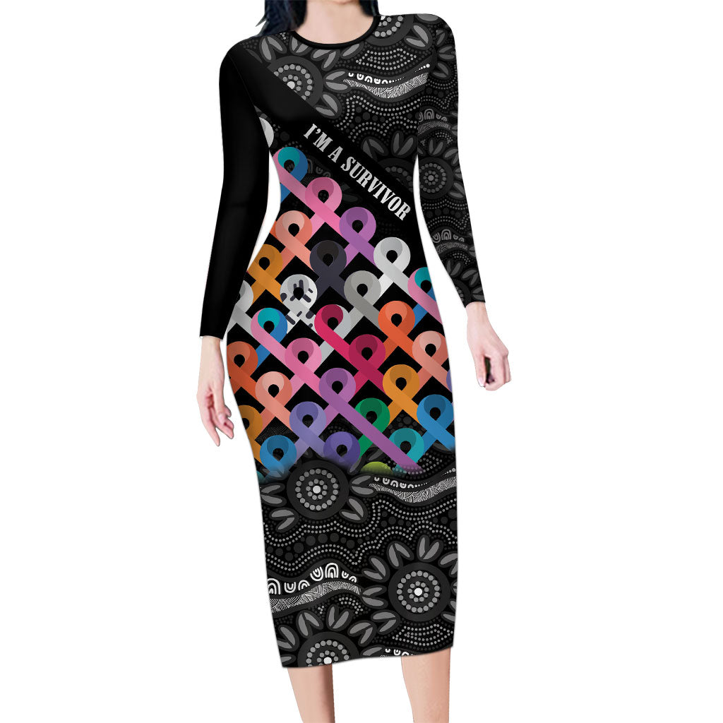 Australia Cancer Survivor Personalised Long Sleeve Bodycon Dress I’m A Survivor All Cancer