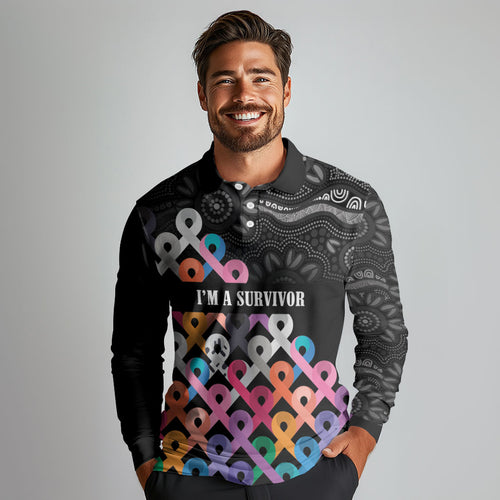 Australia Cancer Survivor Personalised Long Sleeve Polo Shirt I’m A Survivor All Cancer