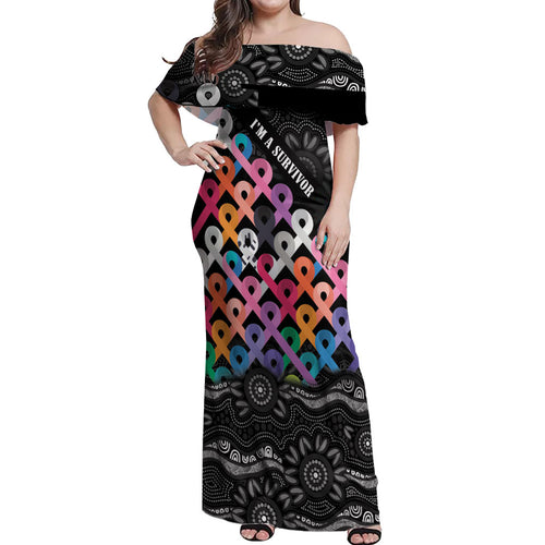 Australia Cancer Survivor Personalised Off Shoulder Maxi Dress I’m A Survivor All Cancer