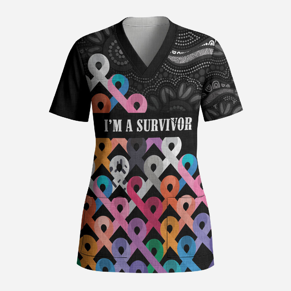 Australia Cancer Survivor Personalised Scrub Top I’m A Survivor All Cancer