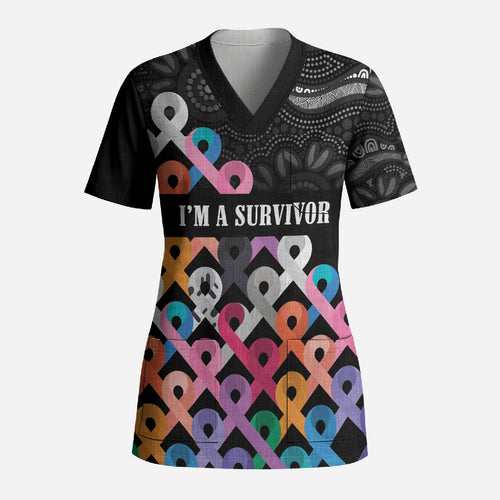 Australia Cancer Survivor Personalised Scrub Top I’m A Survivor All Cancer