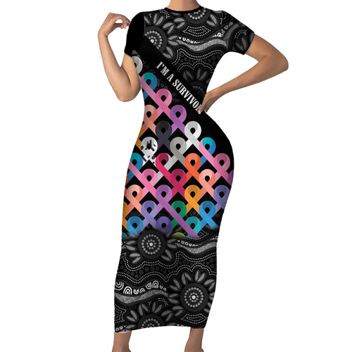 Australia Cancer Survivor Personalised Short Sleeve Bodycon Dress I’m A Survivor All Cancer