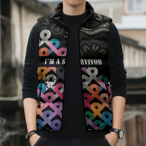 Australia Cancer Survivor Personalised Sleeveless Puffer Jacket I’m A Survivor All Cancer