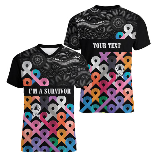 Australia Cancer Survivor Personalised Women V-Neck T-Shirt I’m A Survivor All Cancer