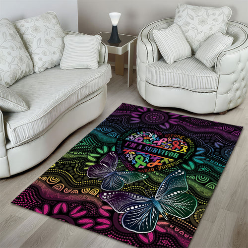 Australia Cancer Survivor Area Rug I’m A Survivor Ribbon Heart