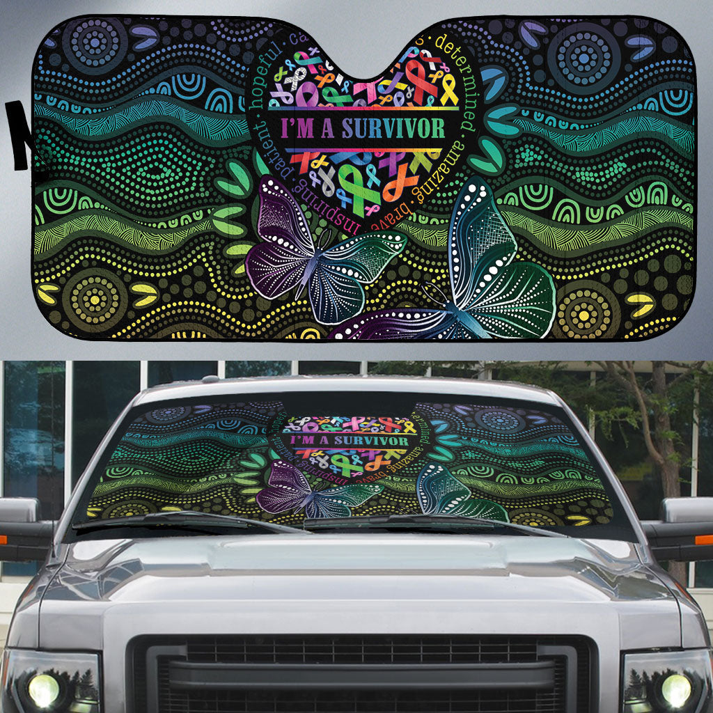Australia Cancer Survivor Auto Sun Shade I’m A Survivor Ribbon Heart