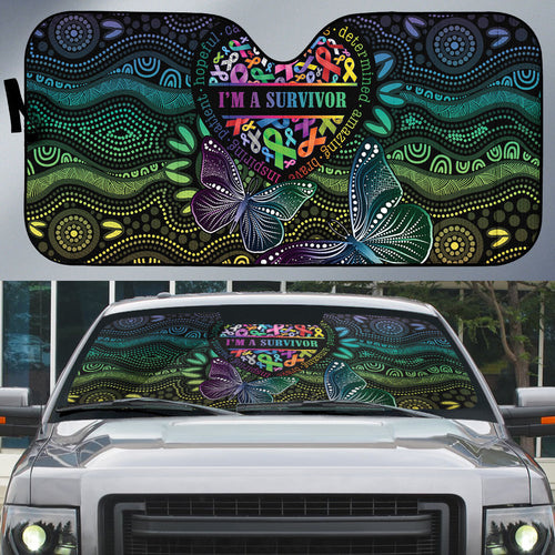 Australia Cancer Survivor Auto Sun Shade I’m A Survivor Ribbon Heart