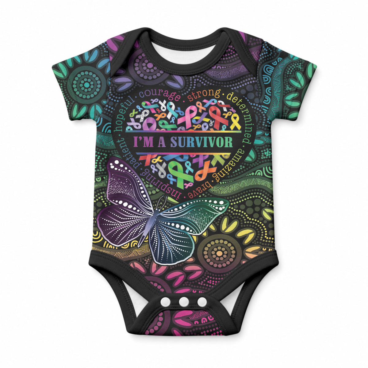 Australia Cancer Survivor Personalised Baby Onesie I’m A Survivor Ribbon Heart