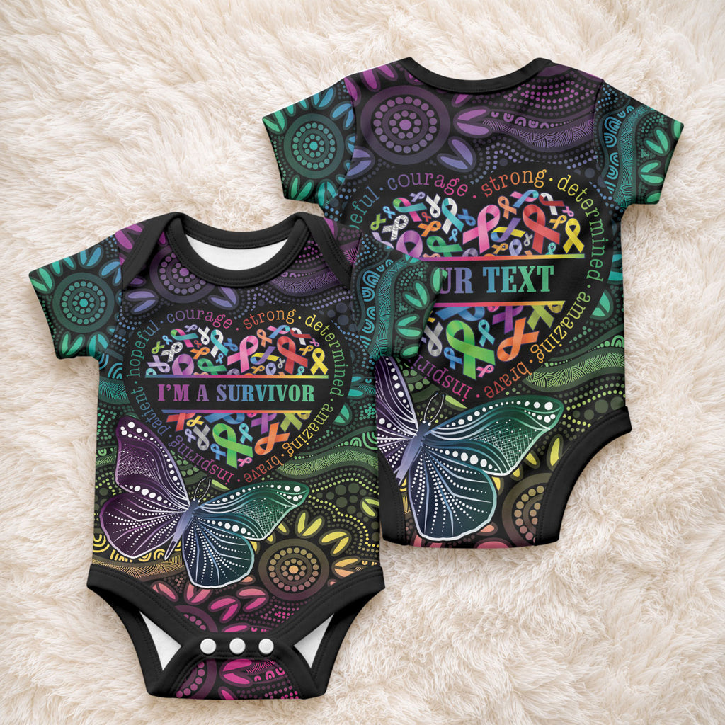 Australia Cancer Survivor Personalised Baby Onesie I’m A Survivor Ribbon Heart