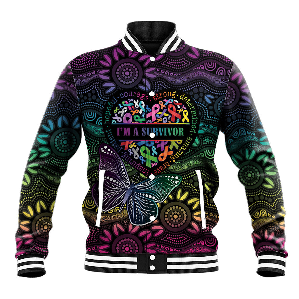 Australia Cancer Survivor Personalised Baseball Jacket I’m A Survivor Ribbon Heart