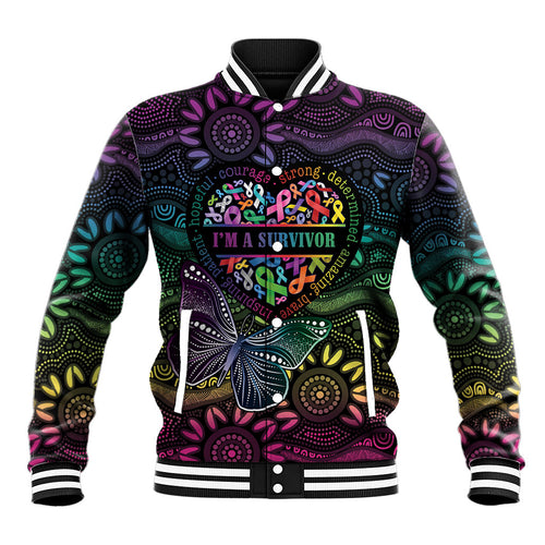 Australia Cancer Survivor Personalised Baseball Jacket I’m A Survivor Ribbon Heart