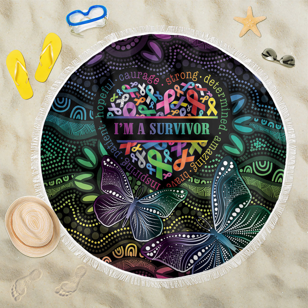 Australia Cancer Survivor Beach Blanket I’m A Survivor Ribbon Heart
