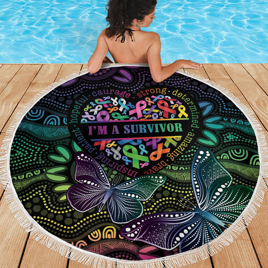 Australia Cancer Survivor Beach Blanket I’m A Survivor Ribbon Heart